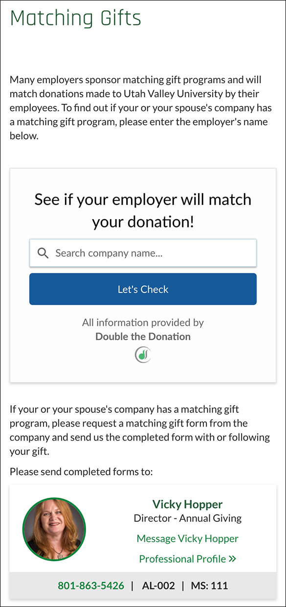 Here's a closer look at Utah Valley University's matching gift initiatives.