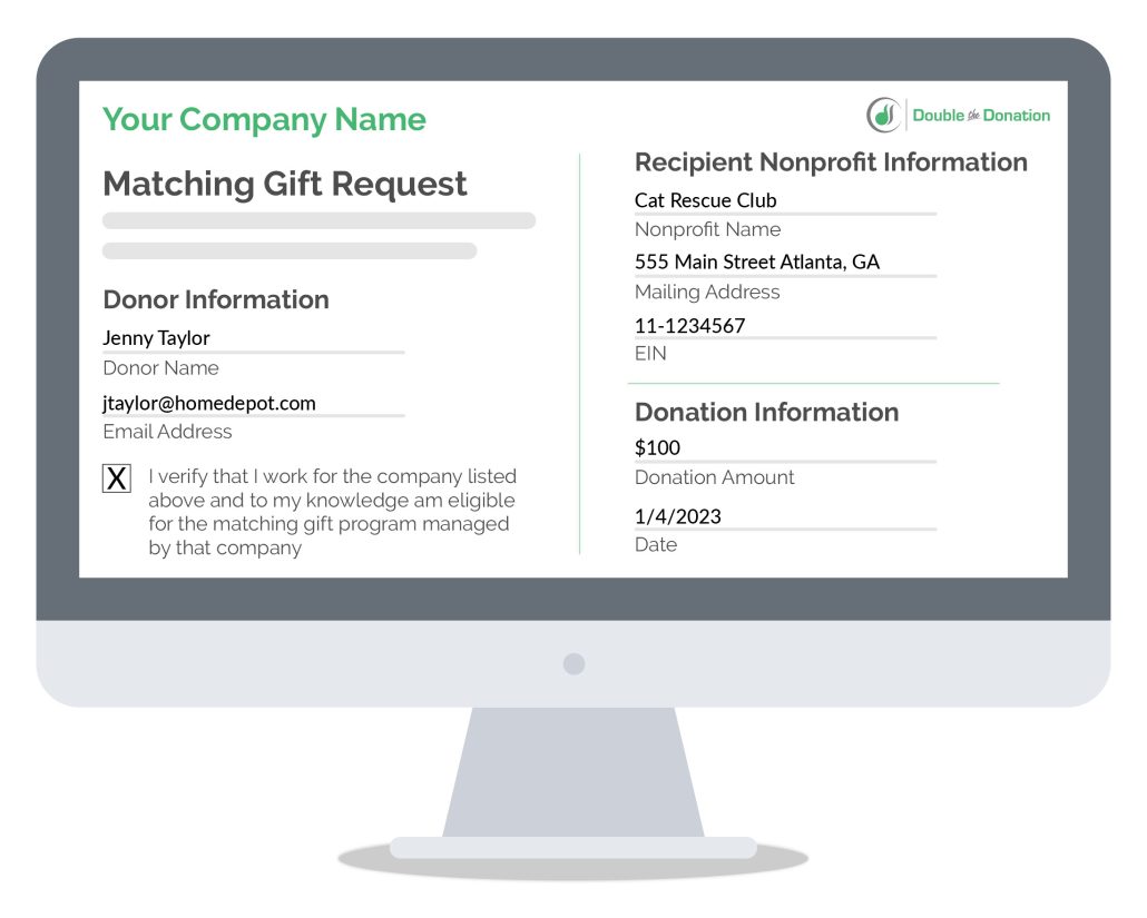 Double the Donation's standard matching gift form
