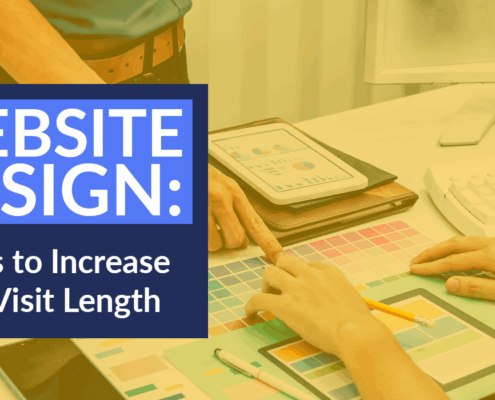 This image shows two designers discussing web design strategies.