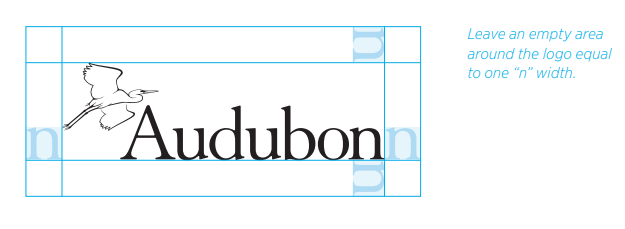 A screenshot from Audubon's style guide showing their logo's spacing guidelines.