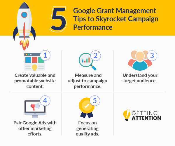 Here are the 5 key best practices to better Google Ad Grants management.