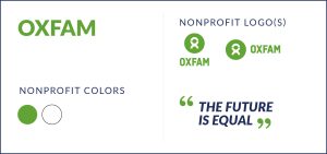 This image captures Oxfam’s visual identity as expressed through its nonprofit branding strategy.