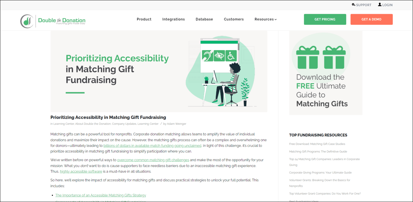 Check out Double the Donation's nonprofit marketing blog for resources about matching gifts and other fundraising tactics.
