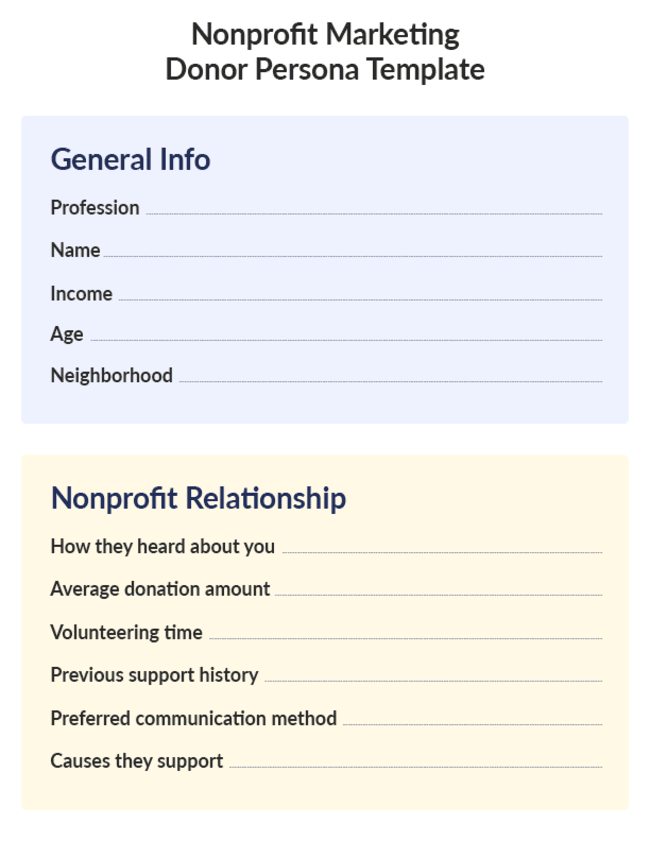 Create your donor personas using this nonprofit marketing plan template.