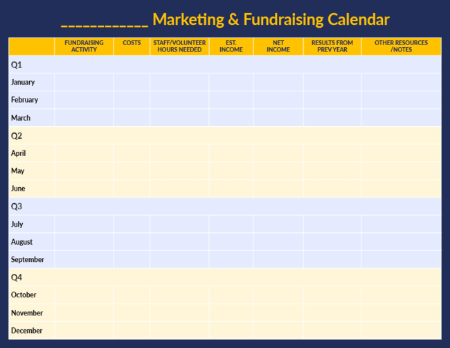 Create an outreach schedule with this nonprofit marketing plan template.