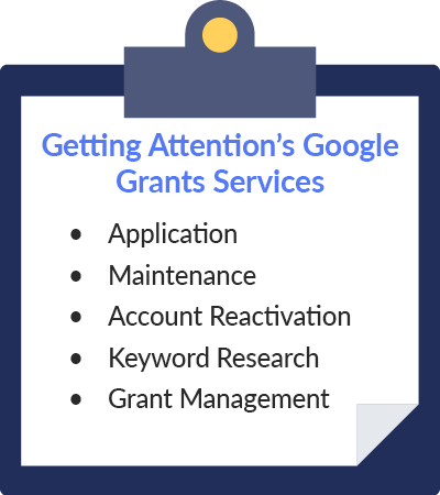 This graphic illustrates the ways Getting Attention can help your nonprofit after you've determined your Google Grants eligibility.