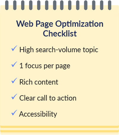 Use this checklist to optimize your webpage.