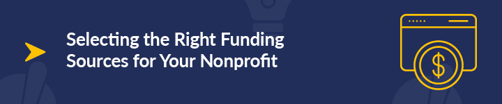 To get funding for your nonprofit organization, first select the right funding sources.