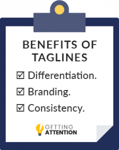 Getting Attention lists the benefits of nonprofit taglines.