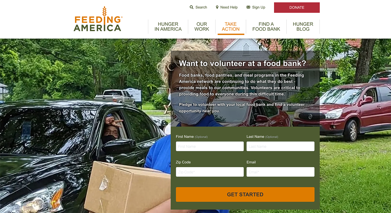 Take a look at Feeding America’s volunteer page and determine how you can create your own to enhance your volunteer recruitment results.