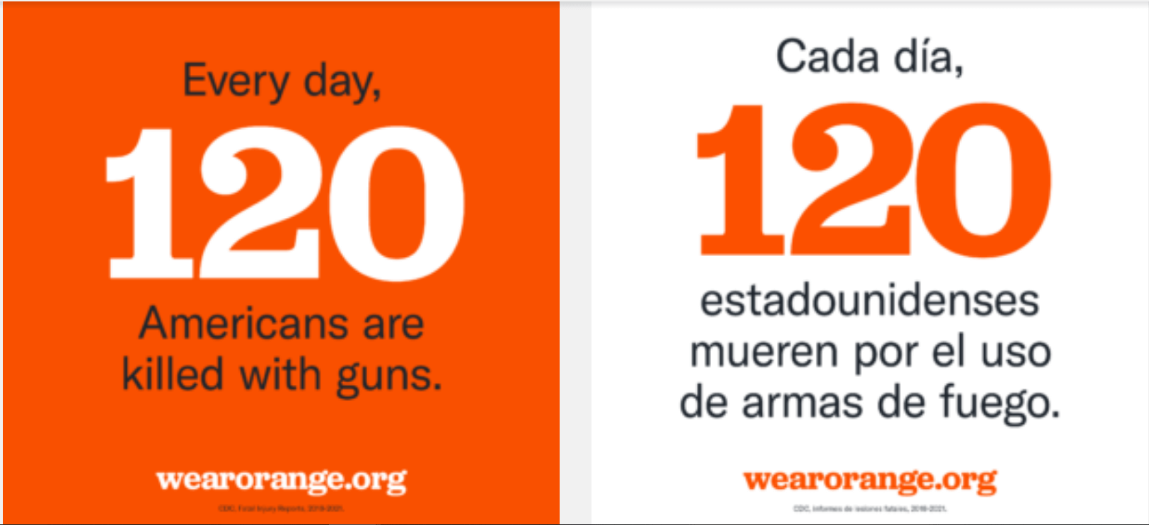 These social media graphics are an example from Wear Orange’s nonprofit awareness campaign.