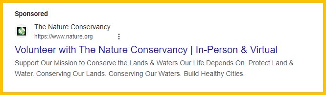 The Nature Conservancy demonstrates how nonprofits can use Google ads to boost their volunteer recruitment efforts.