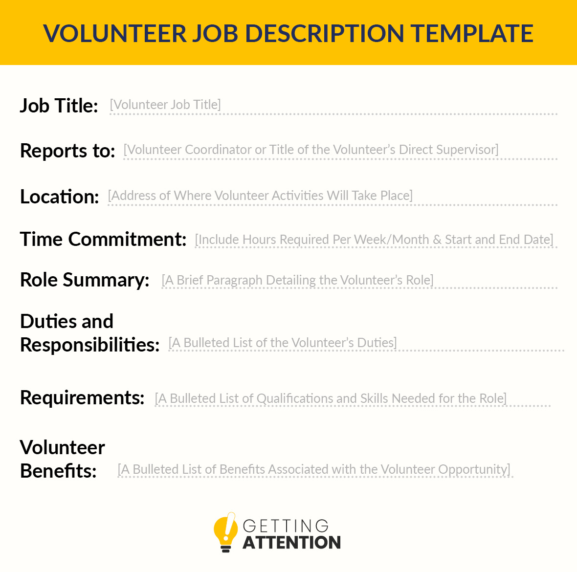 Use this volunteer job description to guide your volunteer recruitment efforts.