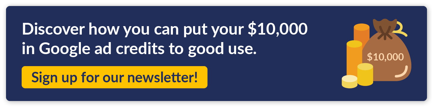 Discover how you can put your $10,000 in Google ad credits to good use. Sign up for our newsletter!