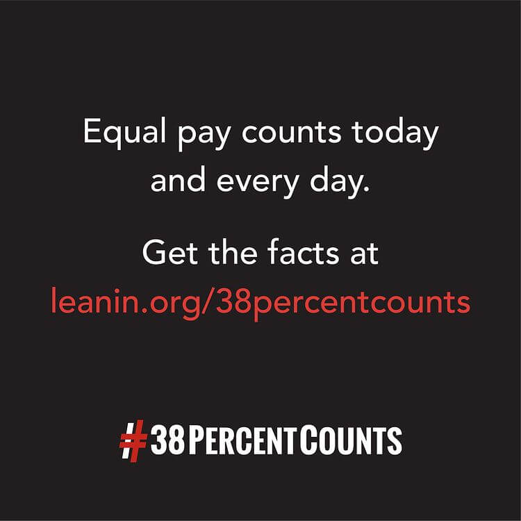 A picture from an Instagram post about Lean In's #38PercentCounts campaign, a great nonprofit advertising example