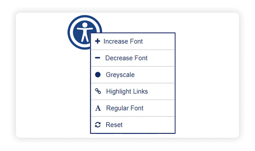 A web accessibility tool for nonprofit websites that allows users to adjust font size and type, change the content's colors, and highlight links