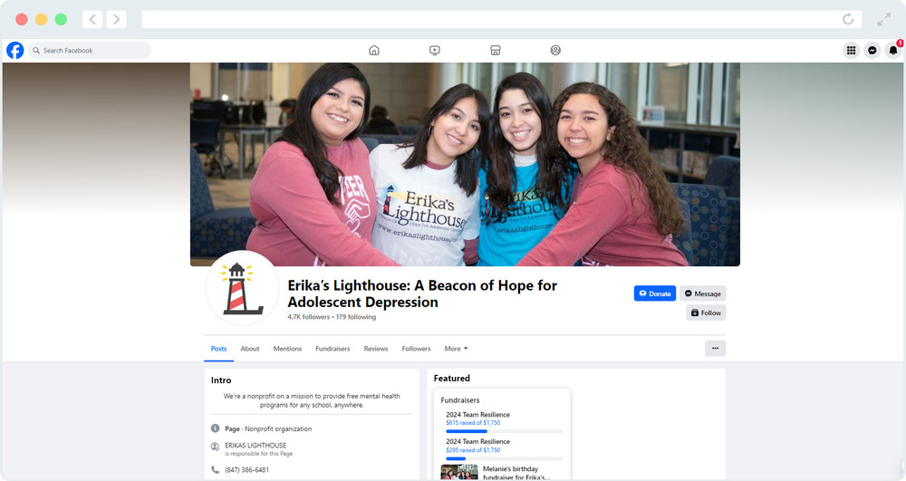 An example of a nonprofit's Facebook Page