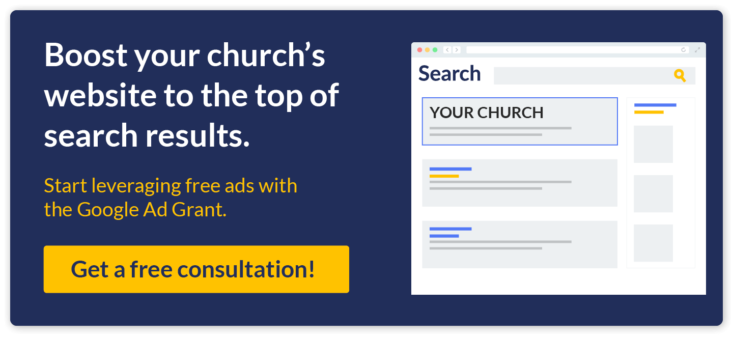 Claim your free Google Ad credits. Work with our church marketing agency to enhance your search presence.