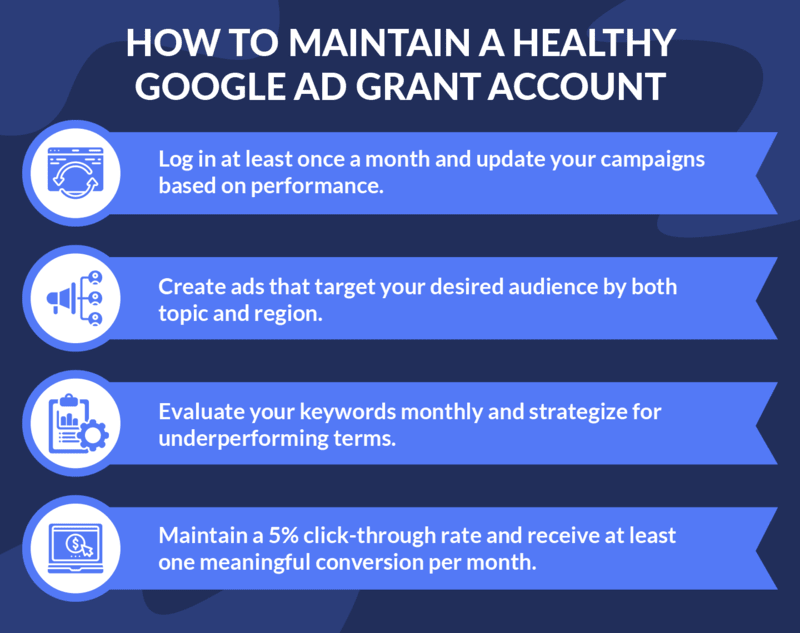 Follow these tips to maintain your Google Ad Grants eligibility.