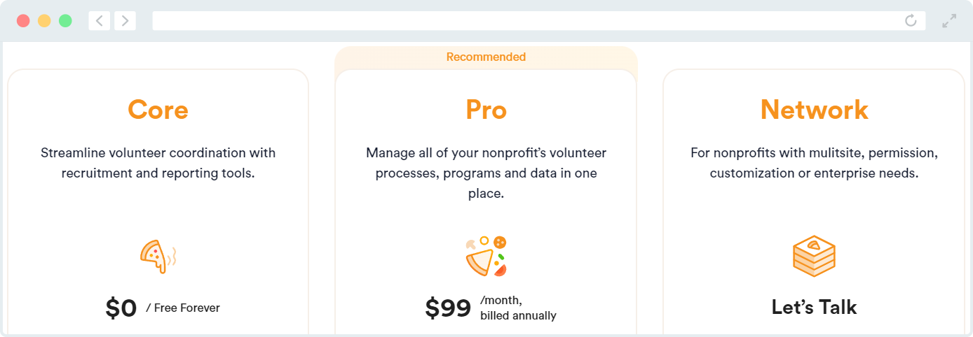 Volunteer software price points.