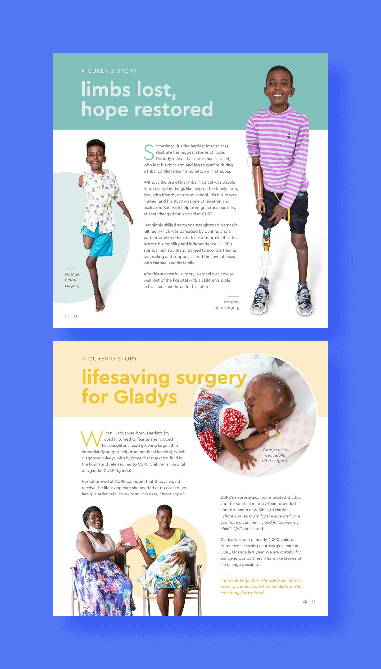 Screenshots of CURE’s nonprofit annual report.