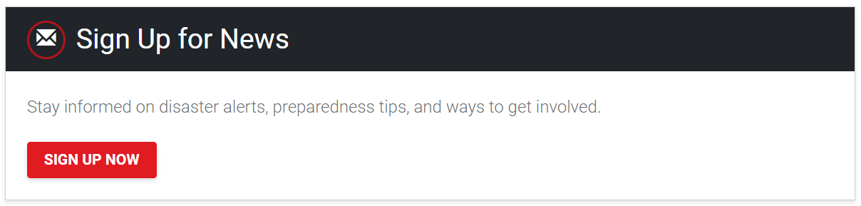 A signup button for Red Cross's email newsletter list