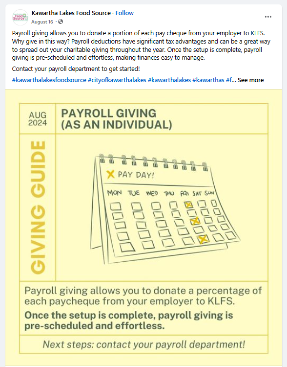 Payroll giving promotion example