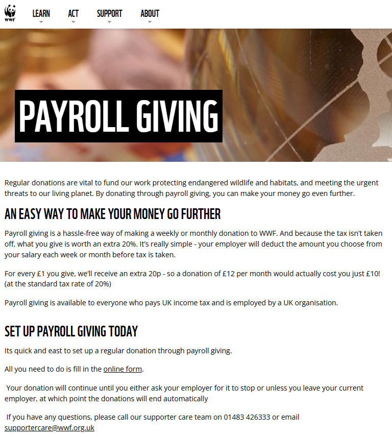 Payroll giving promotion example