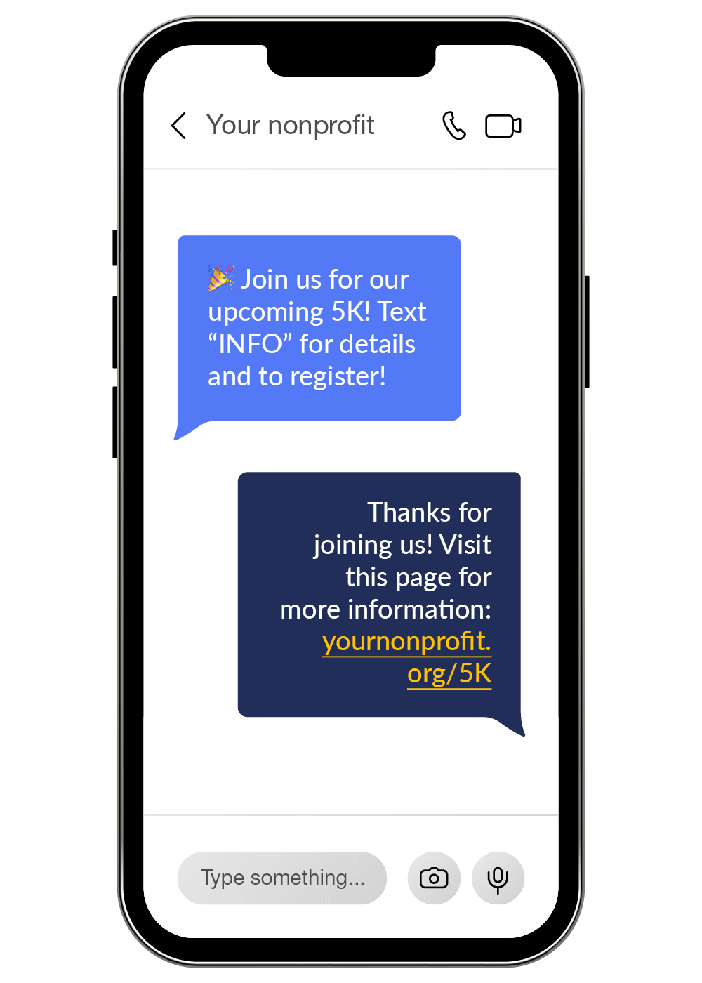 An example of a text exchange for fundraiser marketing