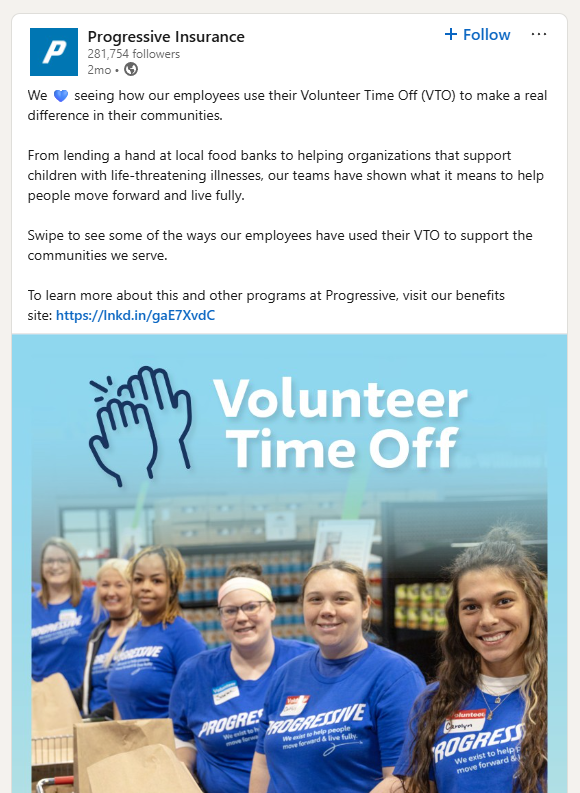 How one organization marketed volunteer time off to their supporters