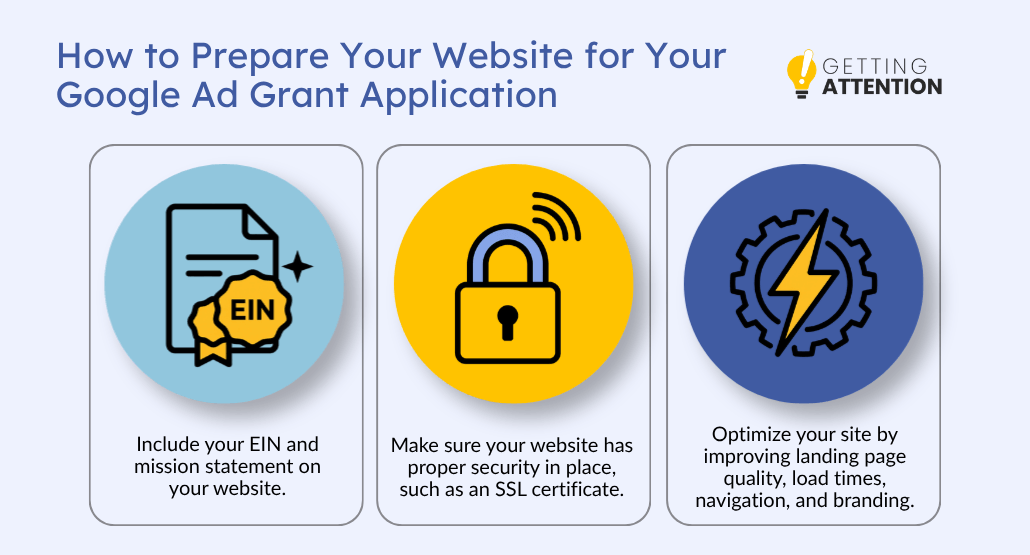 Three ways to prepare your website for a Google Ad Grant application.