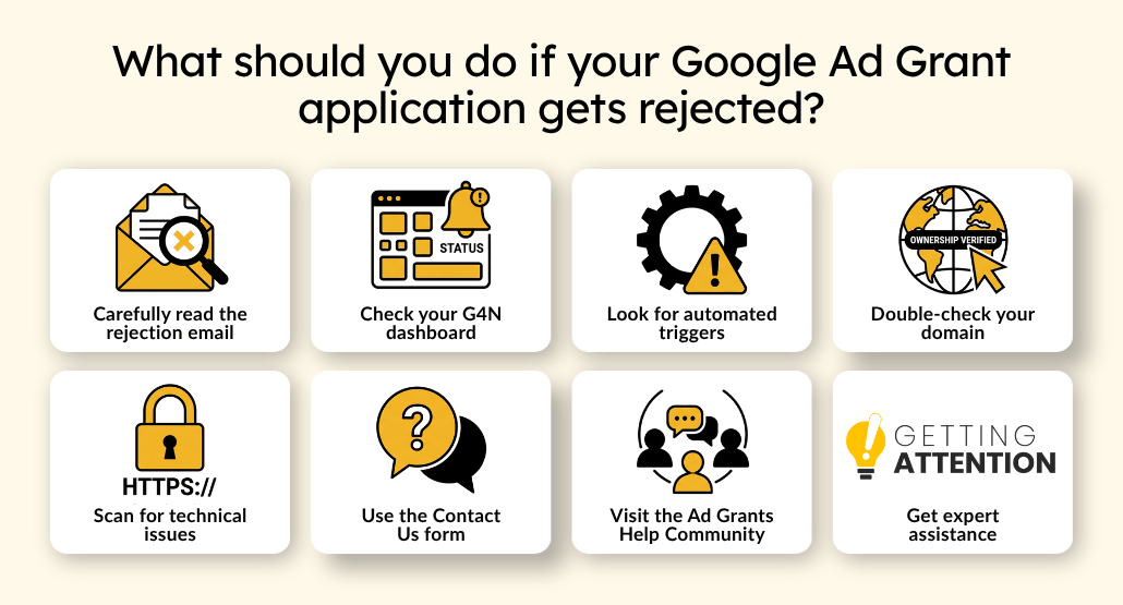 8 steps to take if your Google Ad Grant application gets rejected